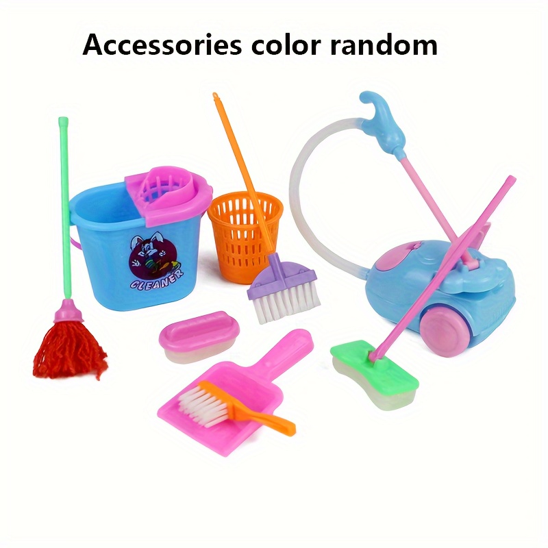 (As Seen on Image) Mini Doll Household Cleaning Tools, Doll Accessories for Kids Educational Toy (9Pcs Color Random)