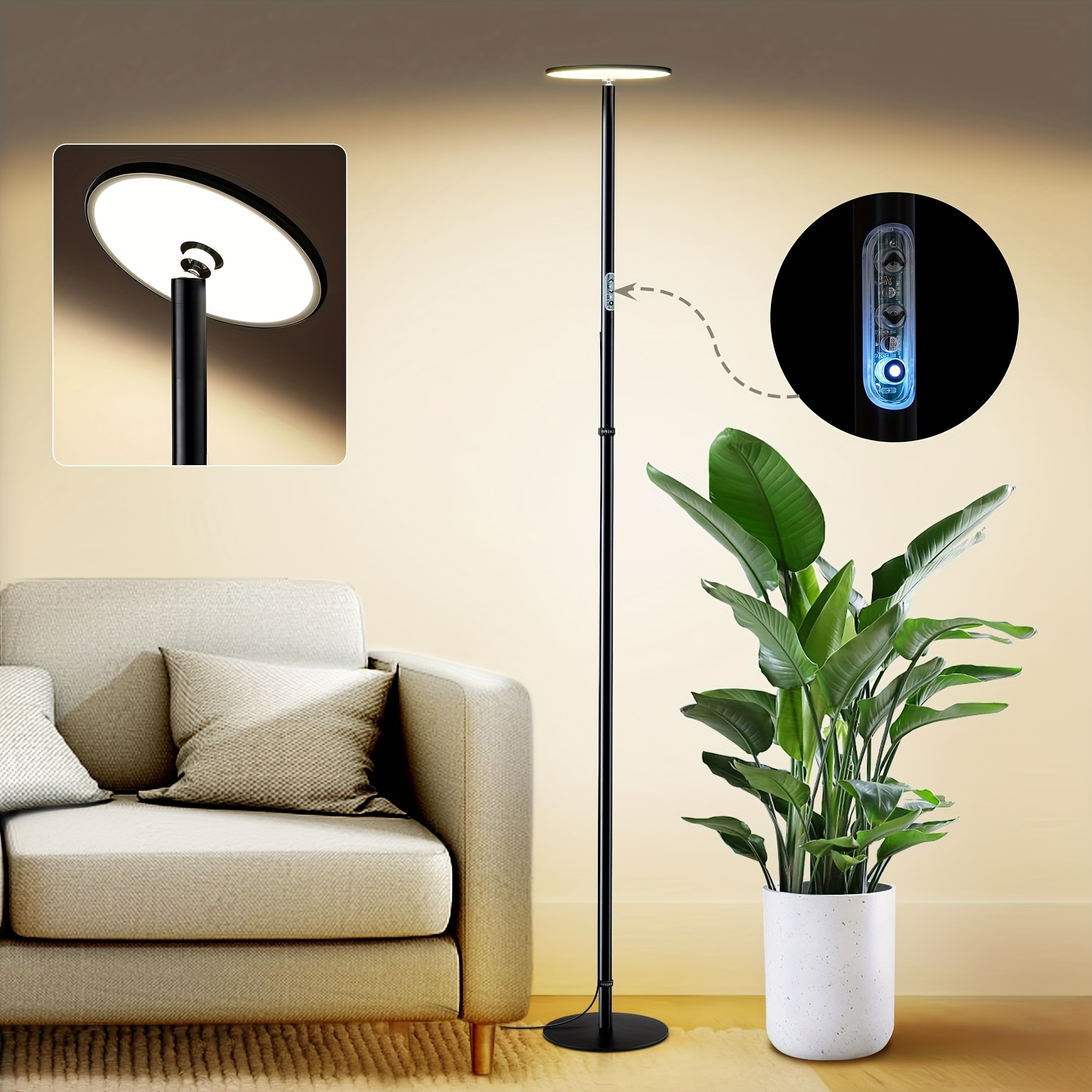 Chiphy Floor Lamp, All Metal Standing Lamp, Dimmable Grow Light, Eye  Protection Natural Sunlight, Heights Adjustable Tall Lamp For Living Room, bedroom,reading,piano,sofa Temu Japan