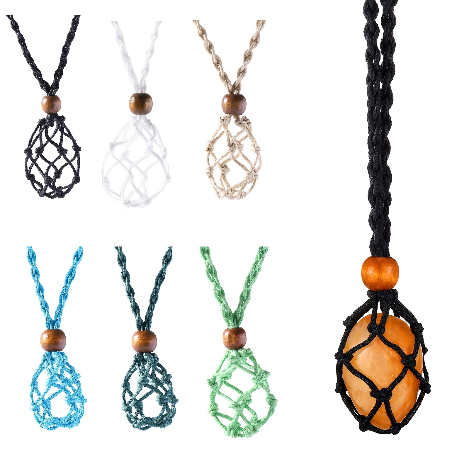 1 Pcs Necklace Crystal Holder Necklace Cord Empty Stone Pendant Necklace  Cage Cord Diy Necklace Jewelry Adjustable Rope