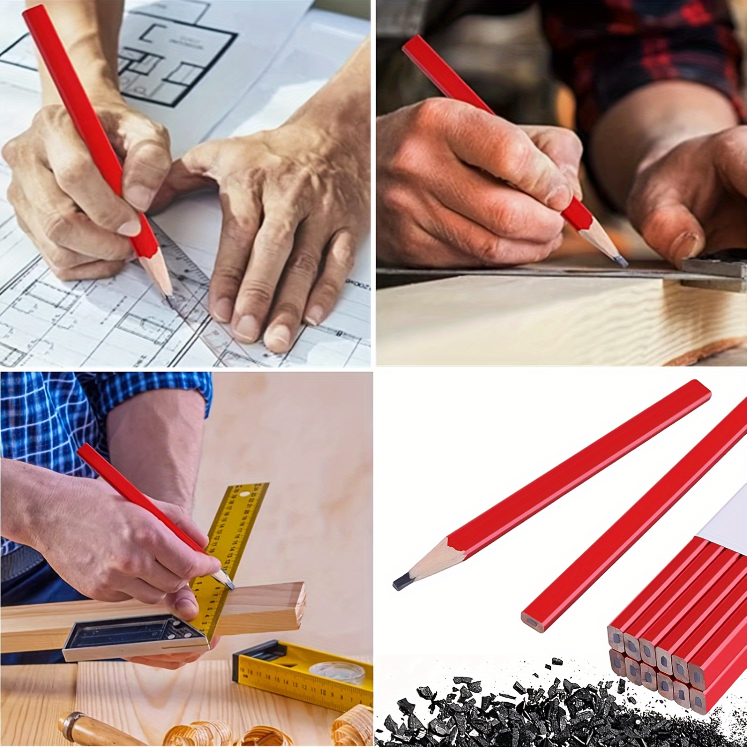 Carpenter Pencils Flat Octagonal Hard Black Woodworking - Temu
