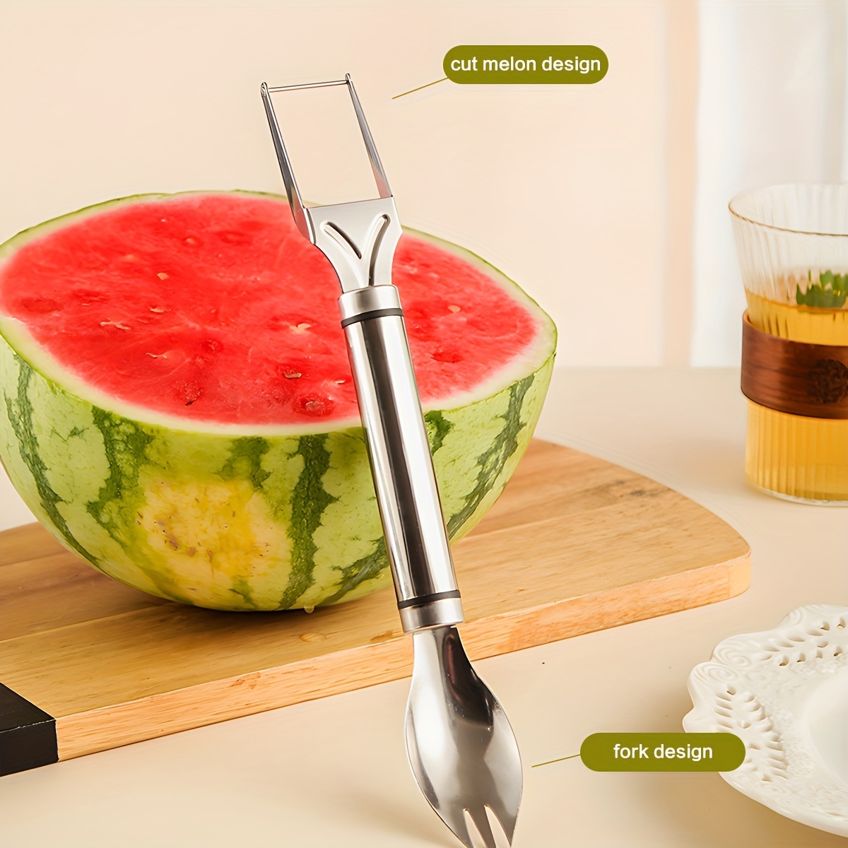 Stainless Steel Watermelon Cube Cutter Quickly Safe Watermelon Knife,Fun Fruit Salad Melon Cutter