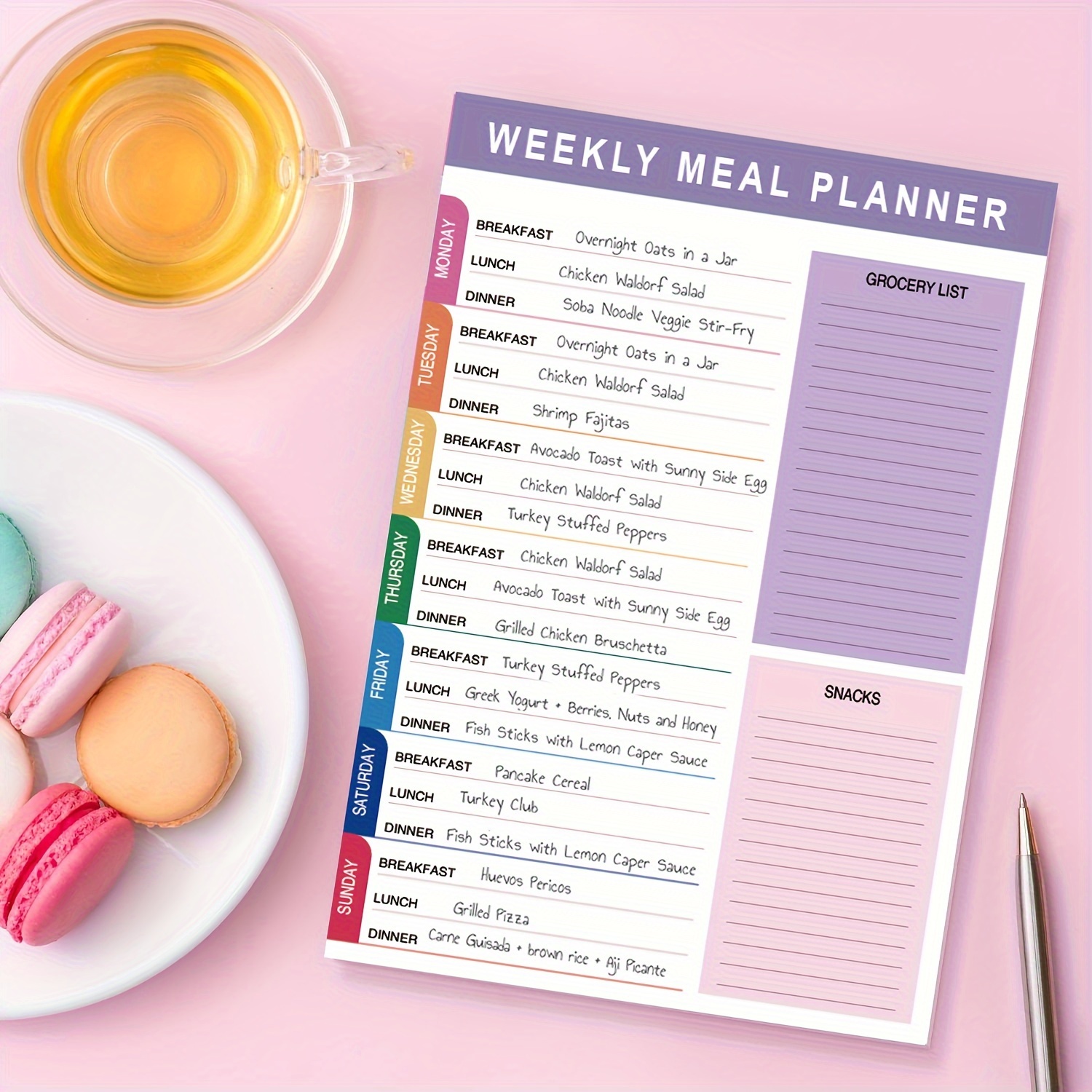 

Meal Planner Pad | 5.59x8.27 Inch 60 Sheets Weekly Meal Planner Notepad For Organized Weekly & Daily Planning | Tear-off Grocery Checklist For Convenient Shopping, Meal Plan Notepad