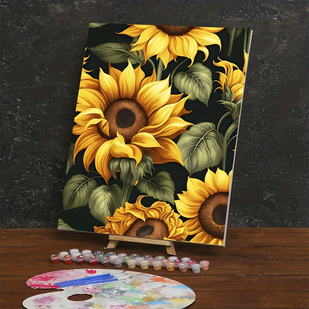  Texture of Dreams 16x20 Framed Abstract DIY Paint by Numbers  Kit for Adults Beginners, Colorful Impressionist Oil Painting Canvas Wall  Art (Sunflower Field, 16 x 20)