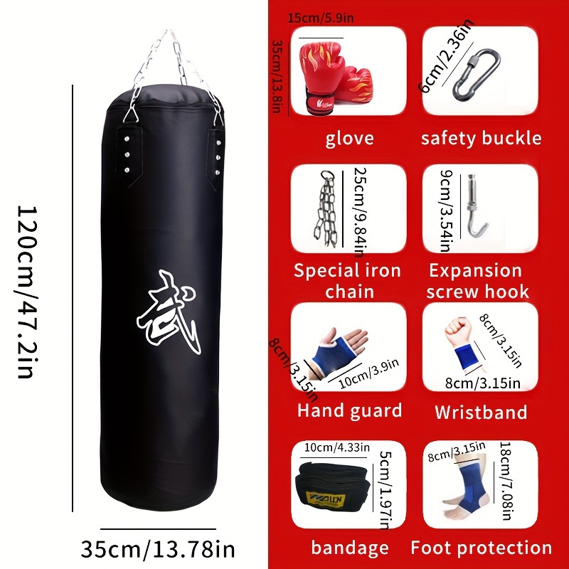 1pc Heavy Duty Boxing Sandbag, With Hanging Hooks, Hand Guards, Wrist  Guards, Ankle Guards, Boxing Gloves And Other Accessories, For Taekwondo,  Muay T