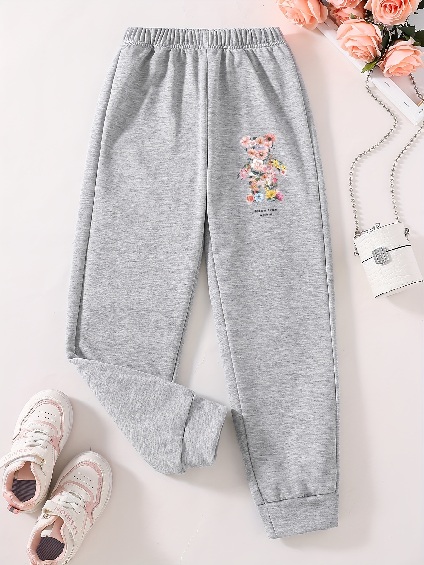 Daily Kids Bear Flower Printed Sweatshirt & Jogger Pants Set (1-5y) - Mint 4-5y(l)