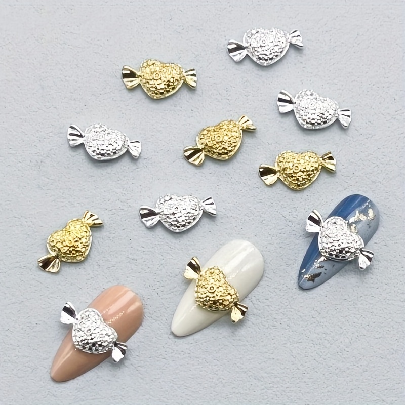 16 Pcs 3D Alloy Heart Nail Charms Rhinestones for Acrylic Nails Droplets  Lava Heart Shape Nail Art Gems Supplies Irregular Molten Metallic Love Nail