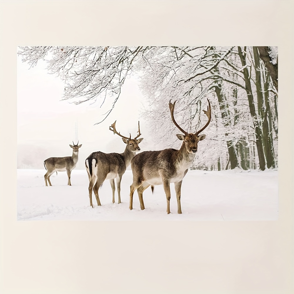  Deer In The Snow - Aesthetic Winter Unframed Poster