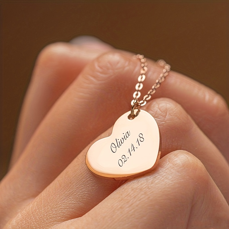 Customizable Round shaped Necklet Words Free Engraved Couple - Temu