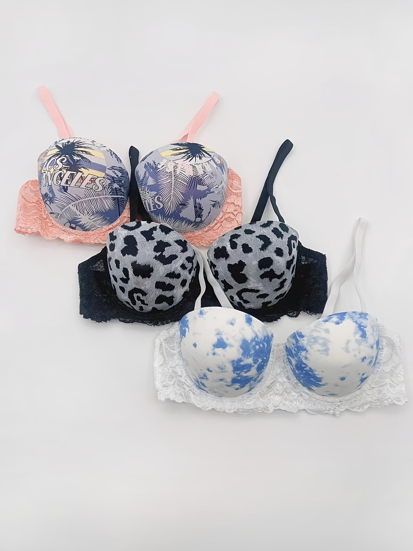 Bras for Women Padded Womens Shoulder Strap Bra Half Cup Lace Thin