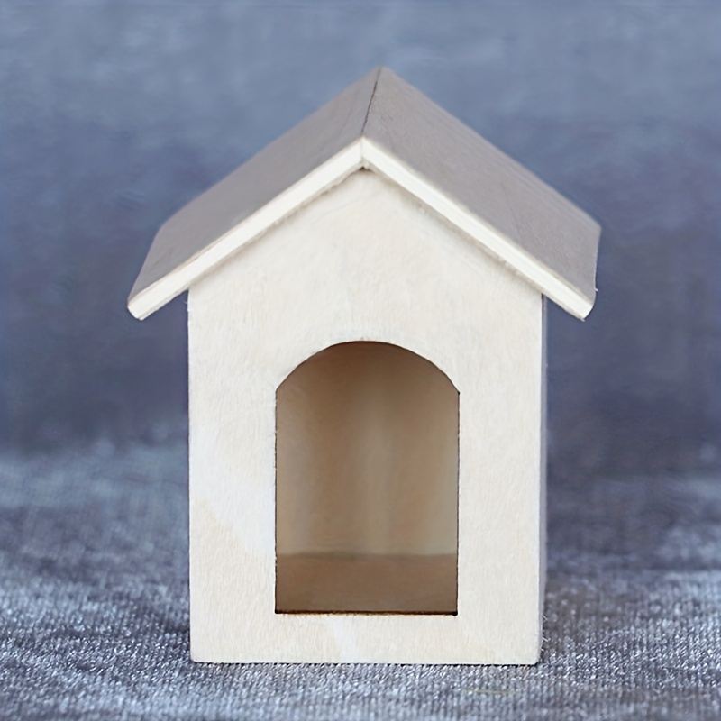 Dollhouse Dog House Toy Accessories Mini Wooden Kennel Model - Temu