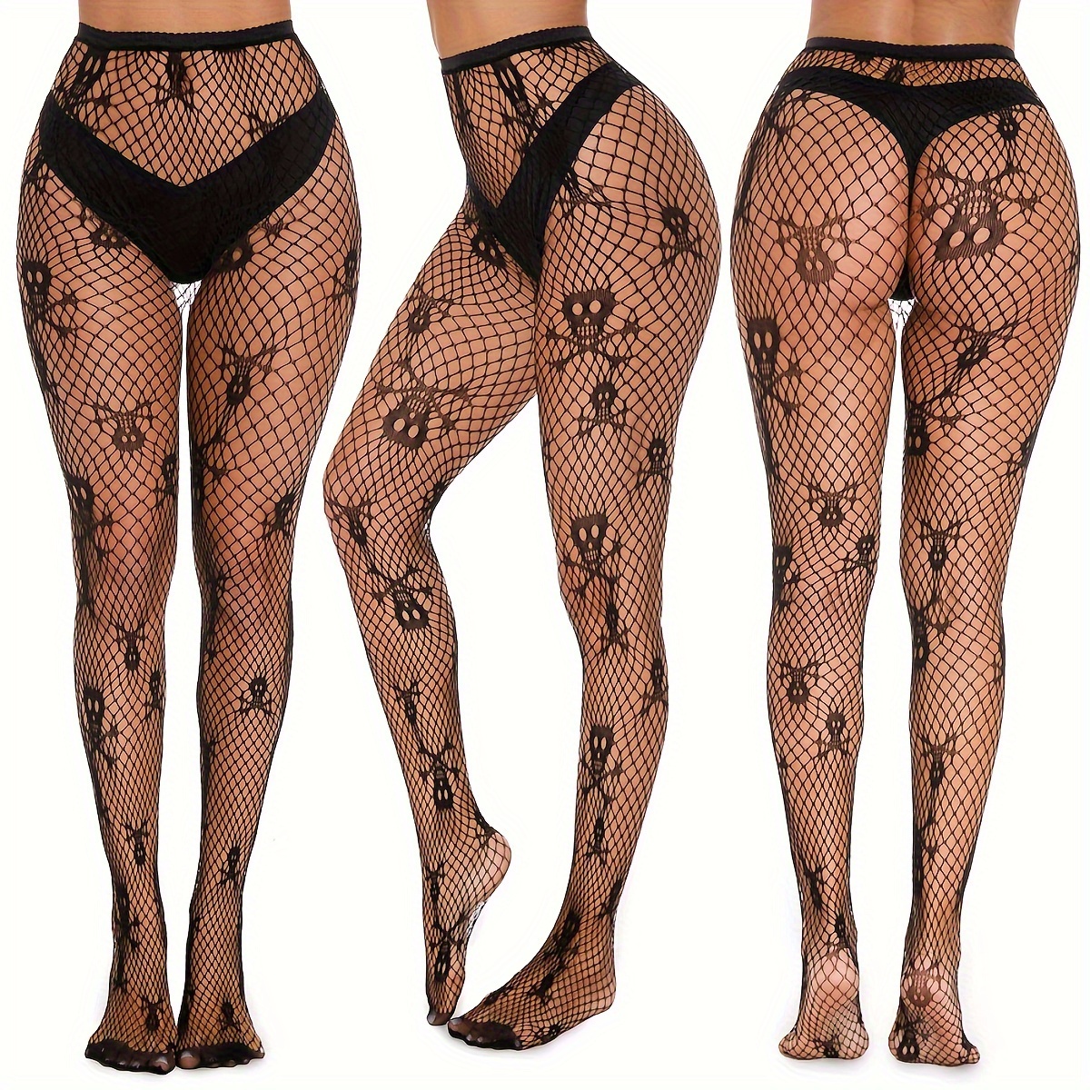 Women's Sexy Tight Pantyhose Gothic Hollow out Fishnet Stockings Halloween Skull  Leggings Lady Mesh High Waist Stockings - AliExpress