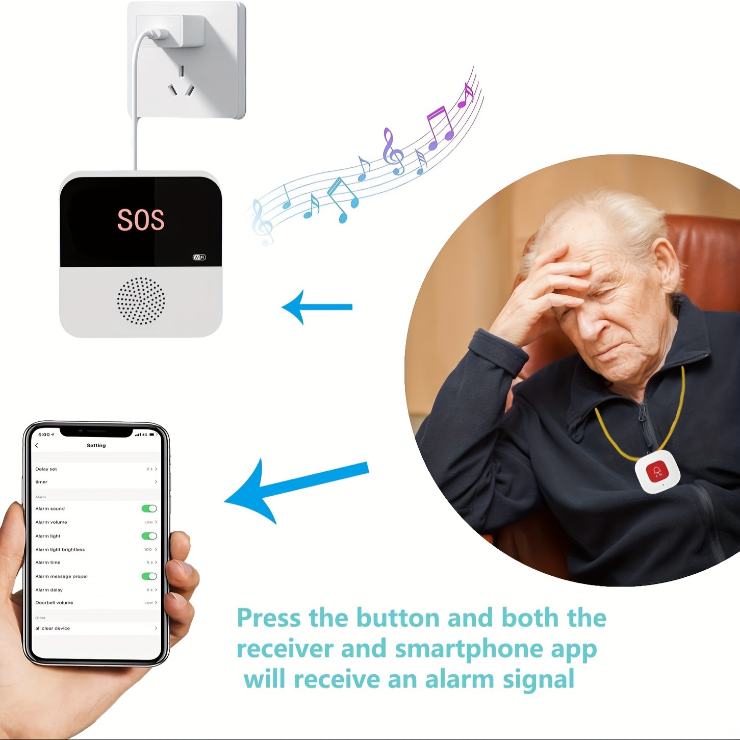 Aglboy Botón Llamada Emergencia Wifi Botón Sos Hogares - Temu