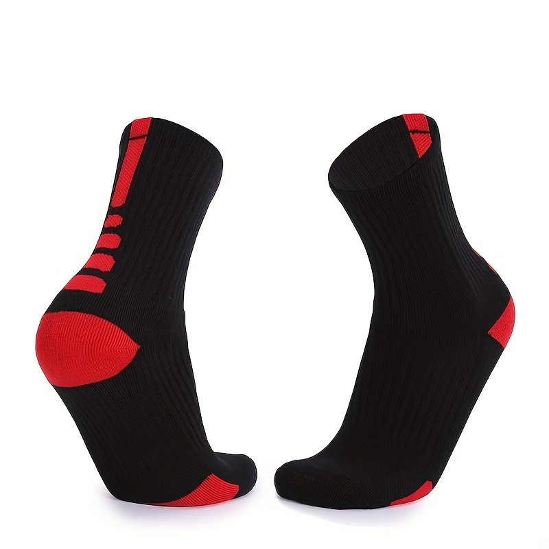 1 Pair Thick Basketball Socks With Assorted Colors Cushioned Crew Socks For Sports