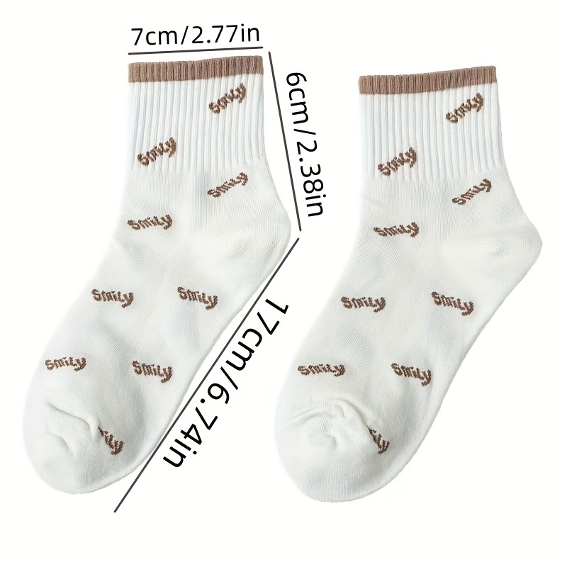 1 Pair Cartoon Smile Print Toe Socks Funny Cotton Socks for Women