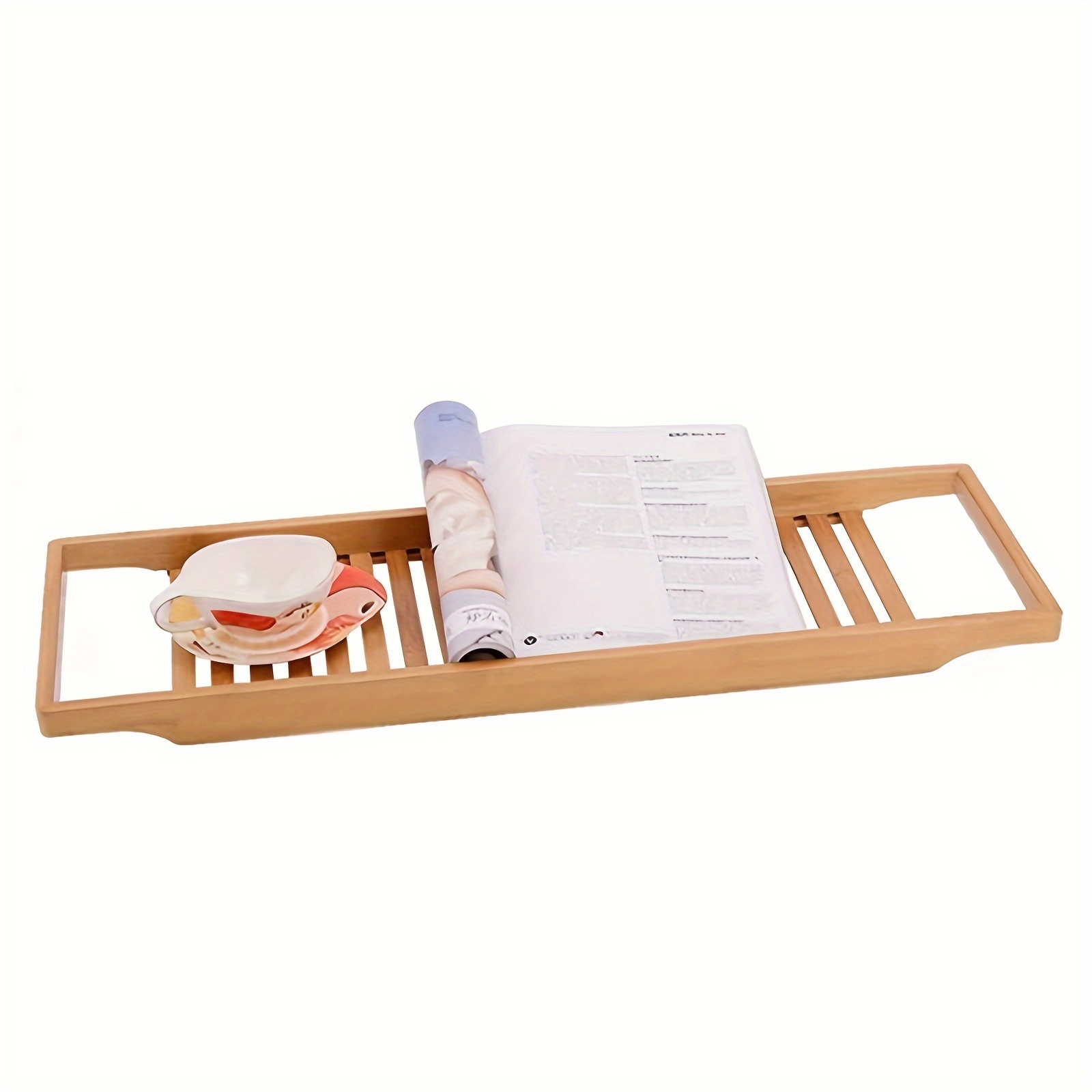 1pc Simple Bathtub Tray, Wood Bathtub Caddy, Bathroom Organizer Rack For  Bathtub, Multifunctional Wine Book Storage Shelf, Bathroom Accessories