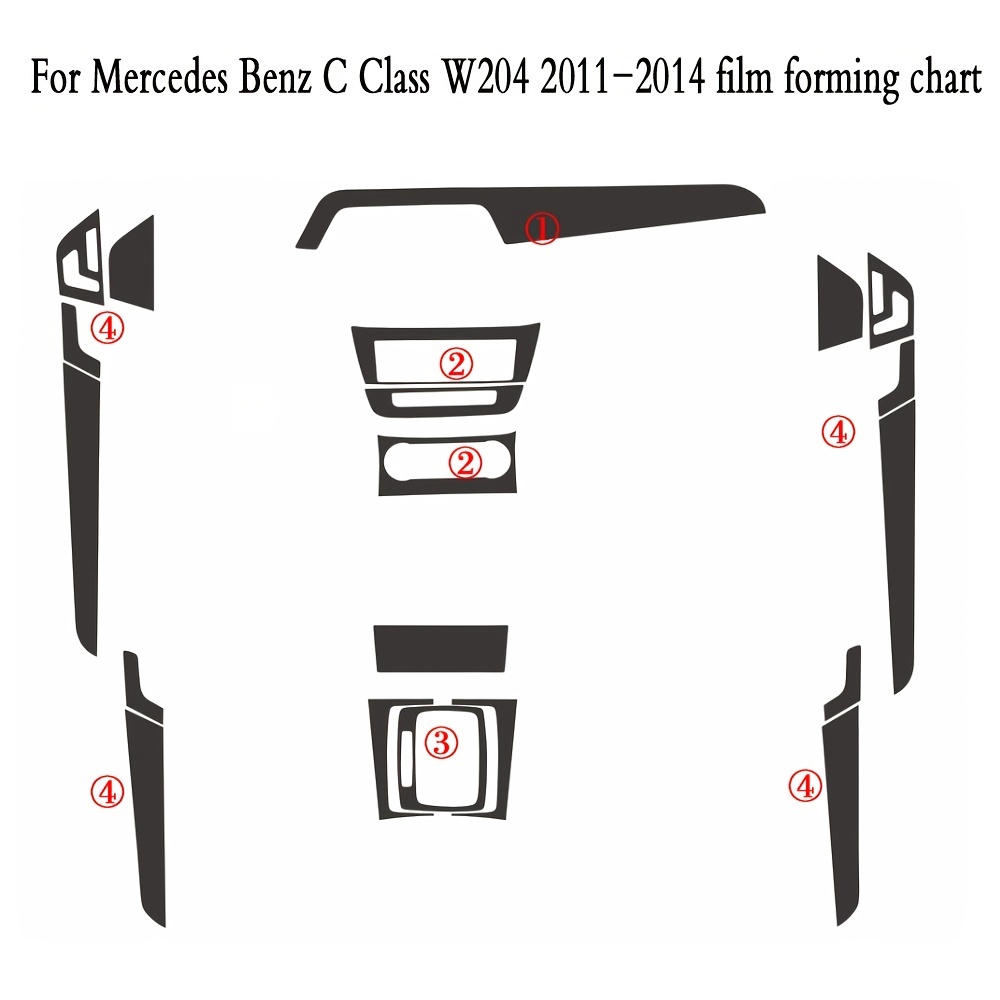 Pour Mercedes Benz Classe C W204 2011-2014 Panneau de commande central  intérieur Poignée de porte Autocollants en fibre de carbone 5D, accessoire  de style de voiture - Temu Belgium