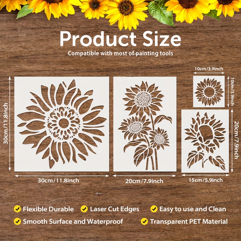 Sunflower Stencils for Painting on Wood Canvas Paper Fabric Floor Wall  Furniture / Reusable DIY Art and Craft Sun Flower Stencil 