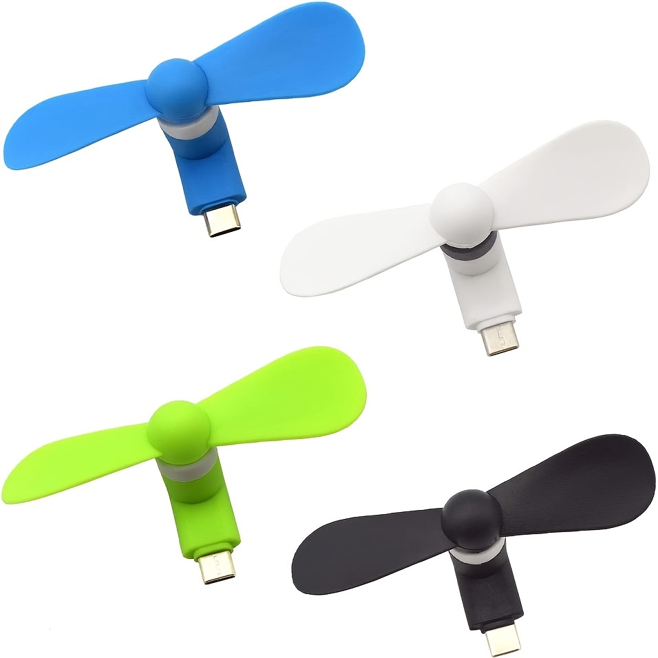4pcs Creative Usb Fan Mini TYPE C Mobile Phone Charger & Fans For Samsung, Huawei, Xiaomi & Other Mobile Phones