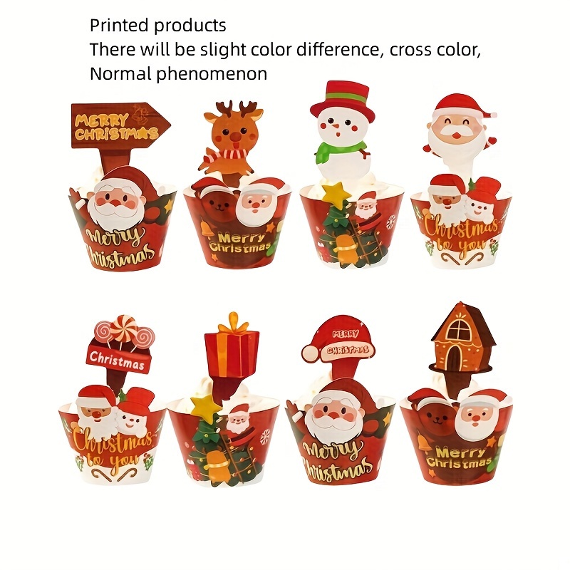 Christmas Cupcake Liners Elk Christmas Tree Snowman - Temu