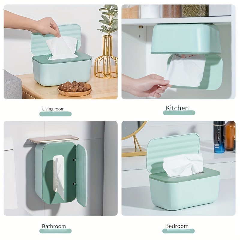 Tissue Box Holder Wall Mount Waterproof Napkin Paper Storage Case Dispenser  For Kitchen Bedroom Bathroom