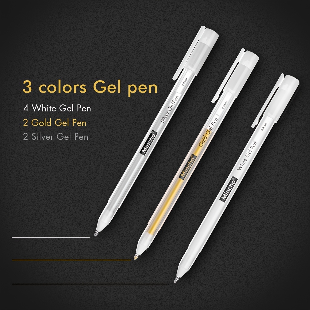 8pcs Set 0 8mm 4 White 2 Gold 2 Silver Extra Fine Point Pens - Temu