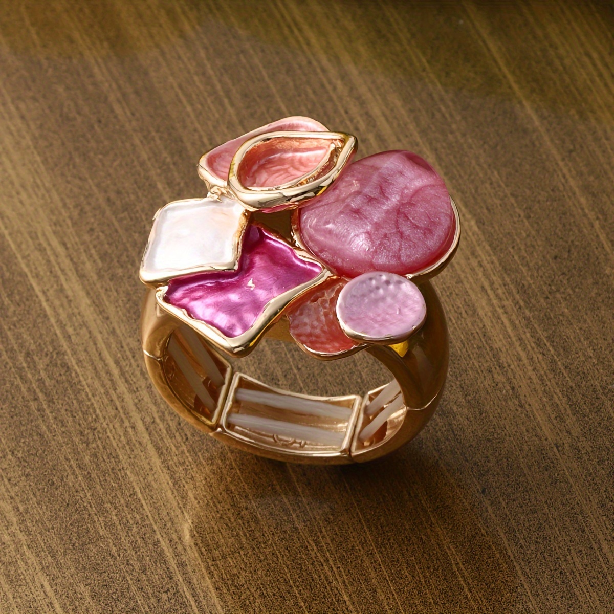 

Pink Enamel Irregular Design Ring Jewelry Adjustable Resin Rings Valentine's Day New Year Gift For Women Party Anniversary Ornament