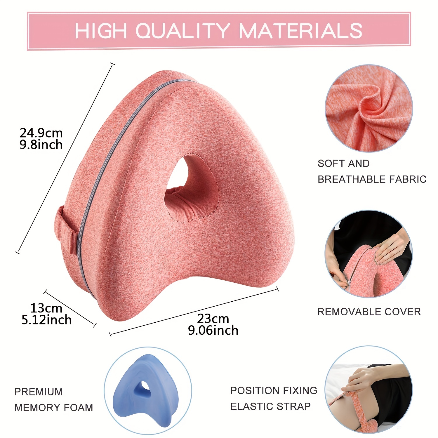 Knee Pillow with Elastic Strap Leg for Sleeping Memory Foam Orthopedic  Support Pillow for Sciatica Back Pain Spine Alignment