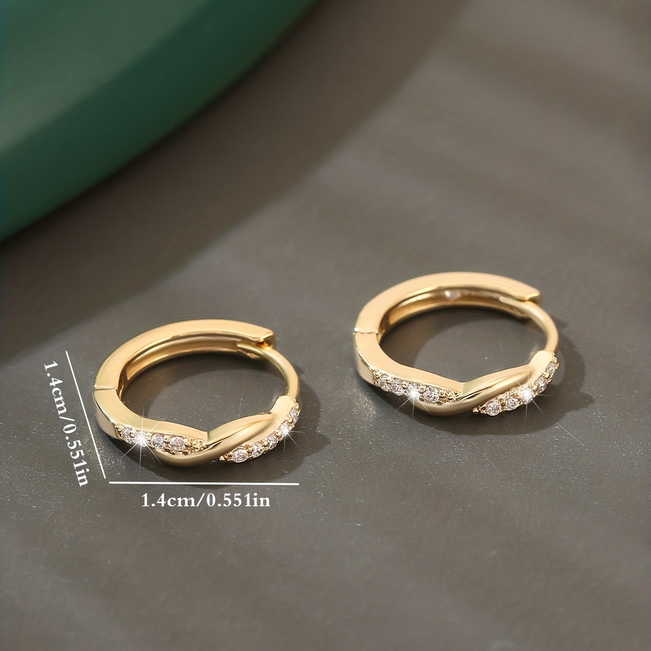 Copper Zirconium Round Earrings & Hollow Hoops Set