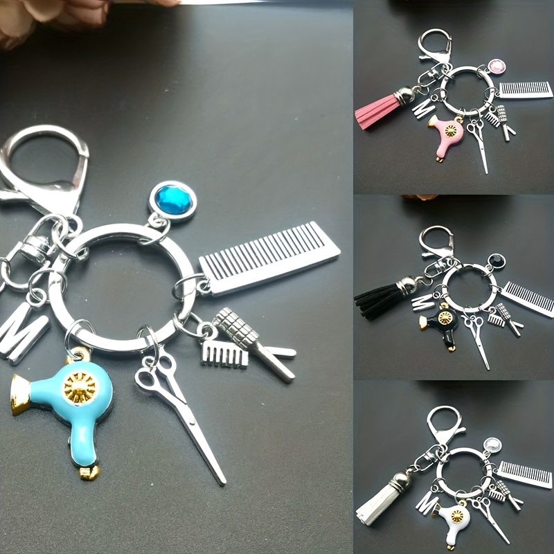 Barber Shop Hair Dresser Keychain Scissors Hair Clipper Hair dryer keychain  Shaver Pendant Keyring Hair Dresser Jewellery Gift - AliExpress
