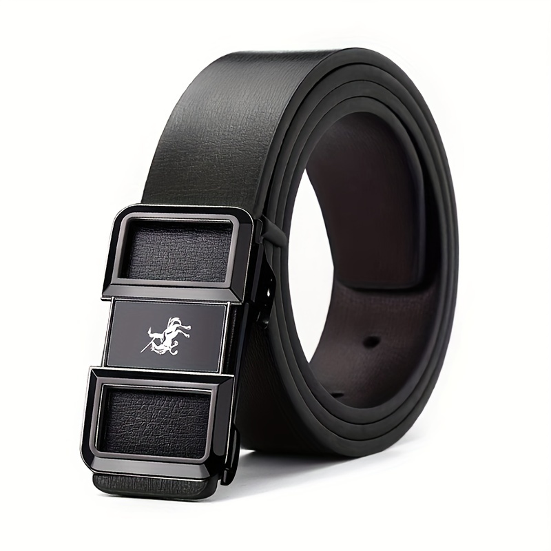 Men's Pu Leather Automatic Buckle Belt (without Gift Box) - Temu