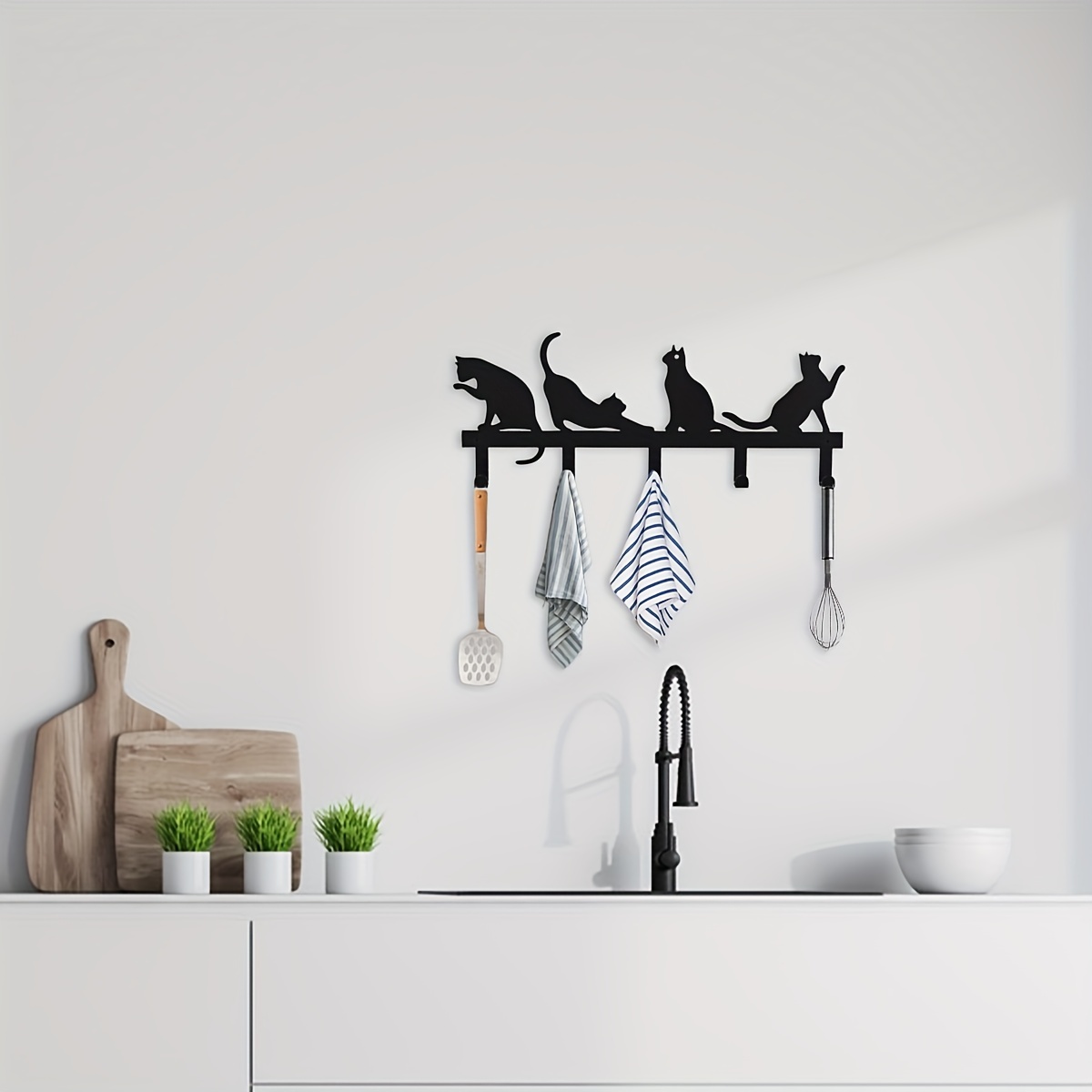 Cats Coat Rack Wall Mounted Decorative Black Coat Hooks - Temu