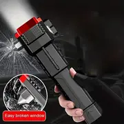 multifunctional flashlight car safety hammer with strong magnetic charging waterproof rechargeable flashlight car safety hammer used for hiking camping self defense knocking on glass cutting seat belts emergency escape details 1