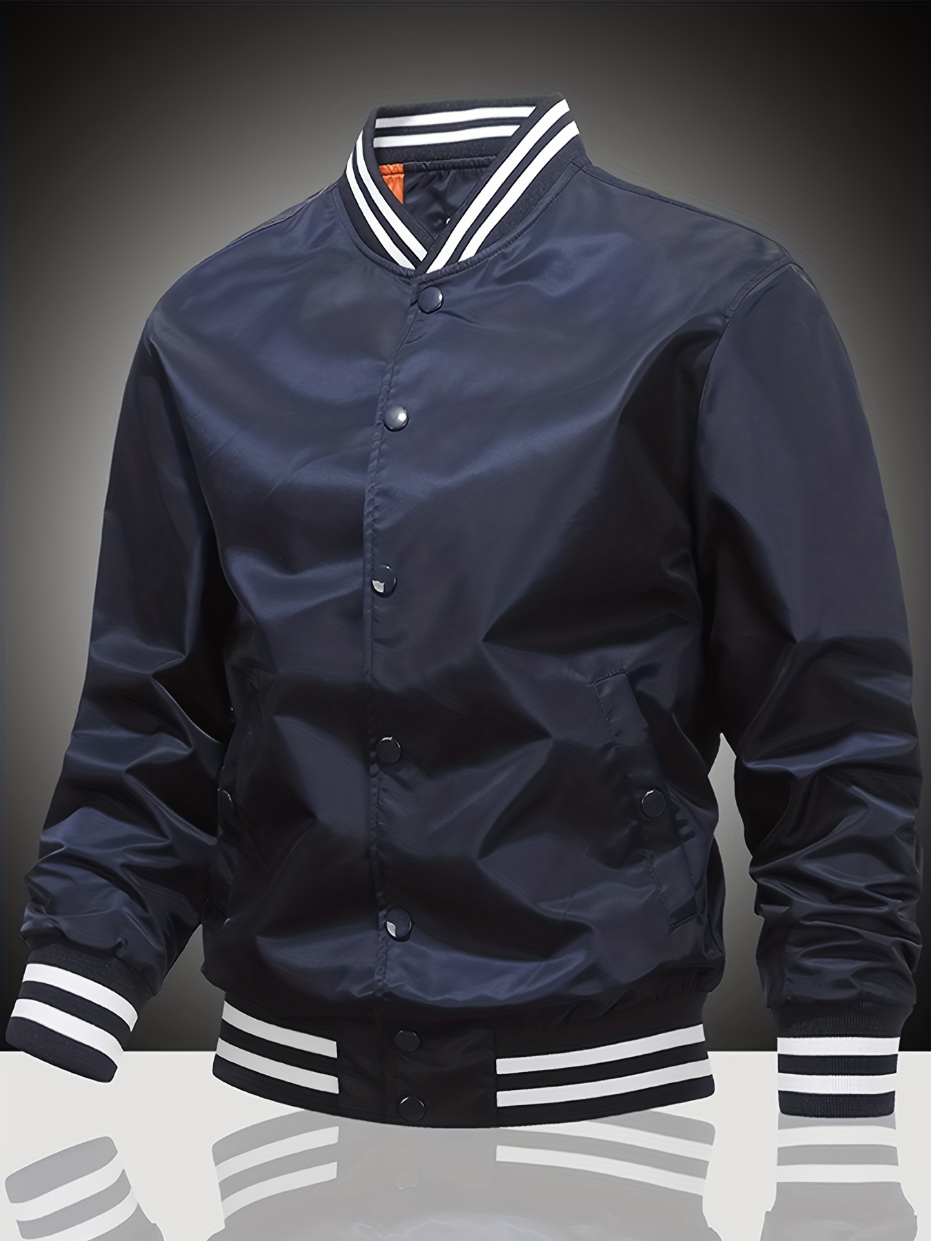 Mens Slimfit Navy Blue Varsity Jacket