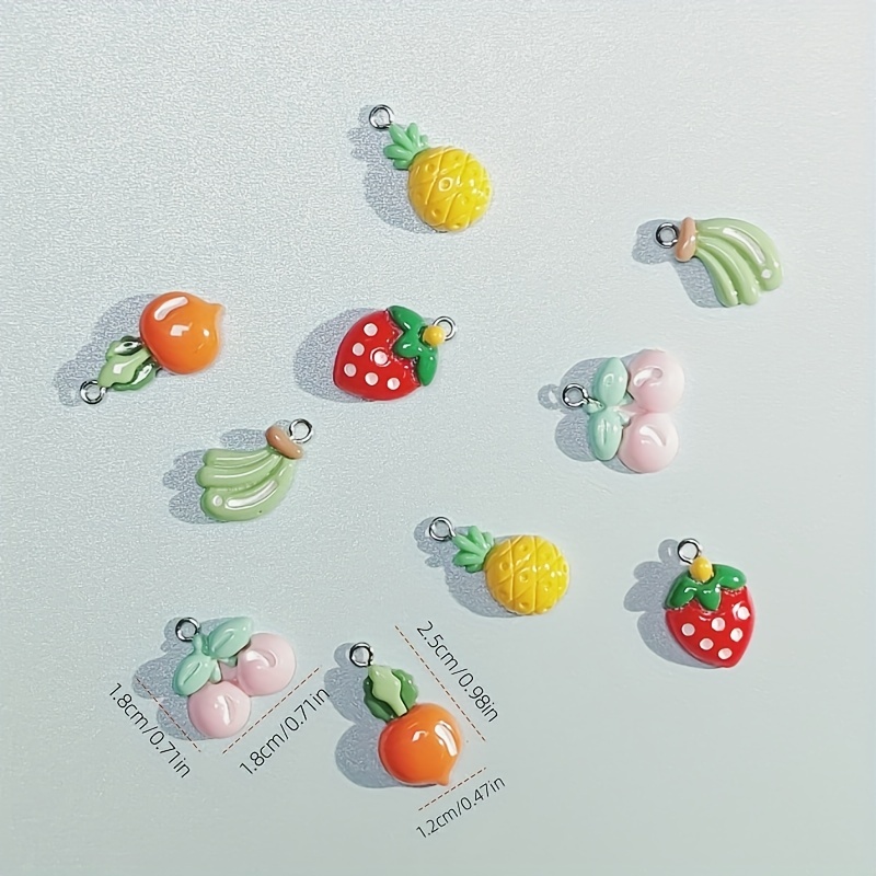 Random Mixed Fruit Series Polymer Loose Beads Diy - Temu