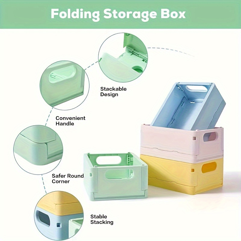 Mini Storage Crates Organizer Collapsible Plastic Storage - Temu