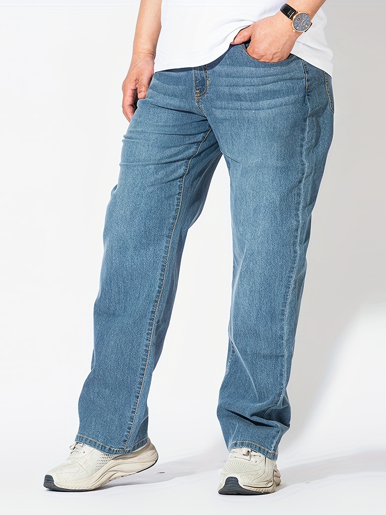 hombres skinny no ripper jeans cintura media pantalones vaqueros pantalones  hombres slim fit pantalones largos más tamaño