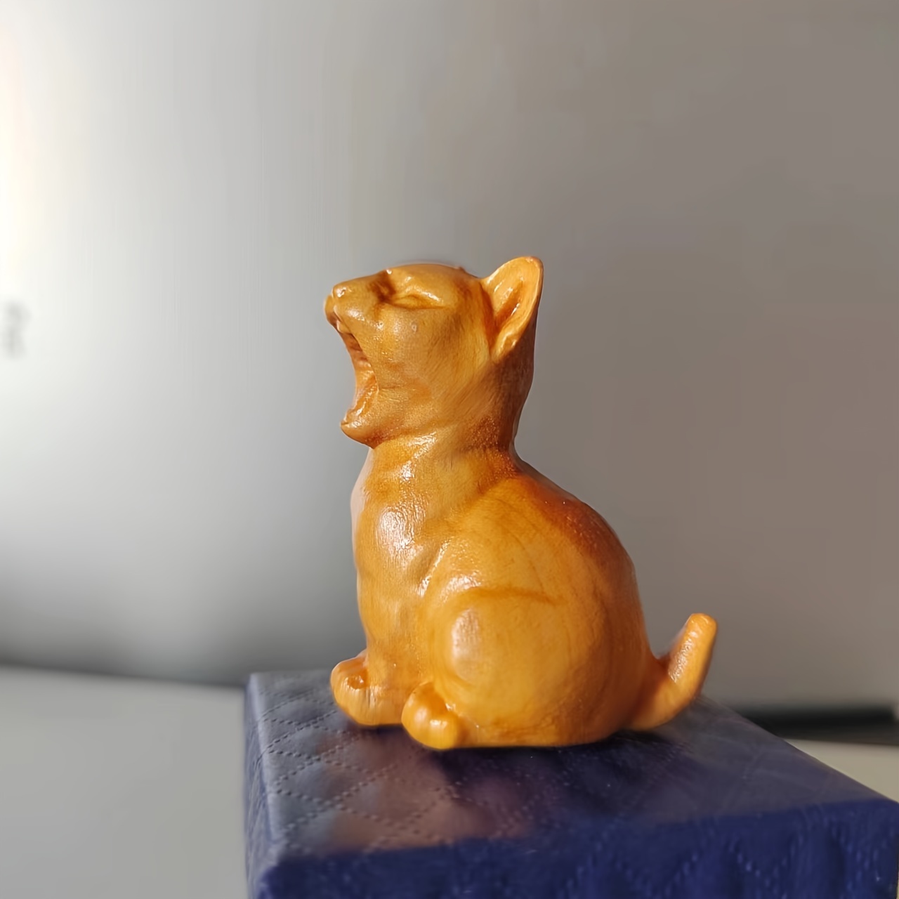 Wooden Kitten Ornament Model Holiday Gift