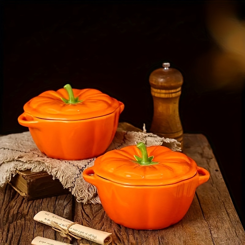 Dutch Oven Pot With Lid Ceramic Pumpkin Dish Halloween - Temu