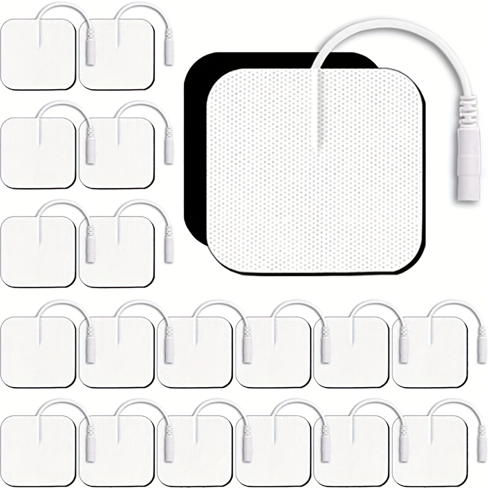 20 Electrode Pads EMS, Tens 7000, 3000 Units - 2x2 Inch White Cloth (5  packs of 4 each) 