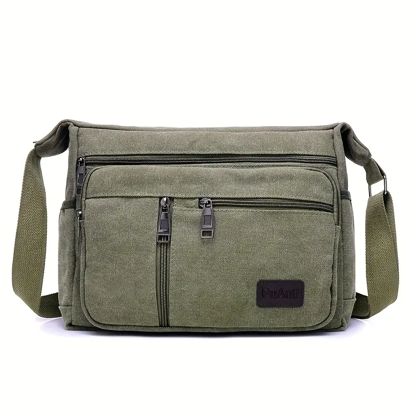 Men's Canvas Messenger Bag Multiple Pockets Large Capacity - Temu Canada