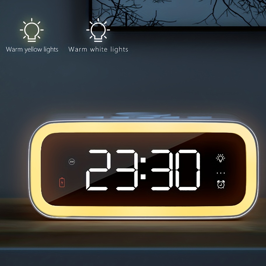 TXXMM Réveil numérique à côté du secteur alimenté, LED Réveil avec écran à  grande température, double réveil avec USB Port de chargeur, 40 Musique  d'alarme 5 Dimmer Dimmer Snooze Horloges pour chambre 