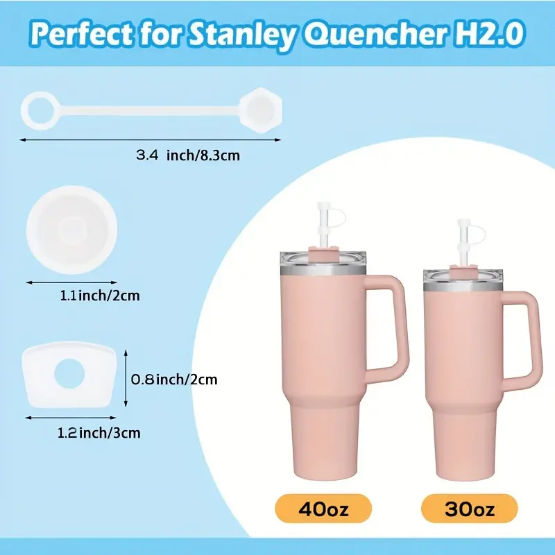 9Pcs Spill Proof Stopper Silicone for Stanley Cup 2.0 40oz/30oz Tumbler  Leakproof Water Bottle Sealing Accessories with Round Top Leak Proof  stopper
