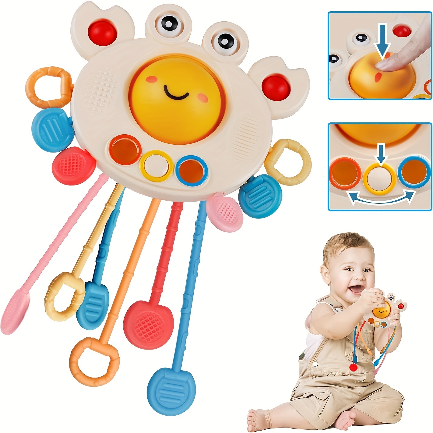  URMYWO Juguetes de espejo para el tiempo de barriga, juguetes 3  en 1 para bebés de 0 a 6 a 12 meses, juguetes Montessori sensoriales para  bebés recién nacidos con bufandas