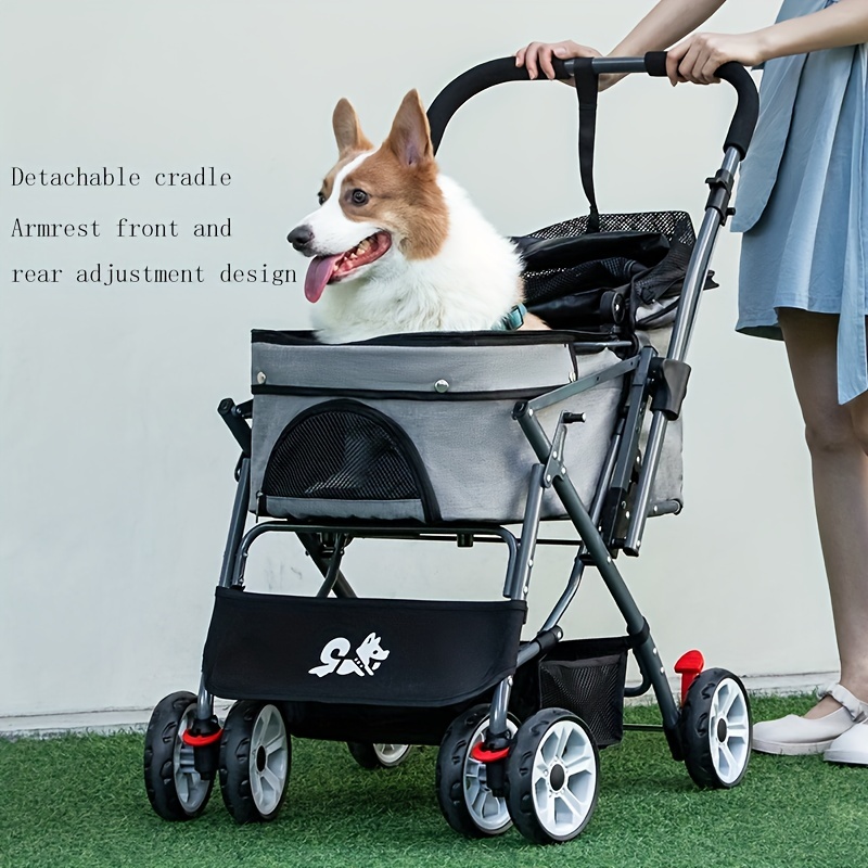 Best - Cochecito para mascotas de 4 ruedas para perro, cochecito de gato,  cochecito ligero y plegable para mascotas, carrito de paseo con portavasos