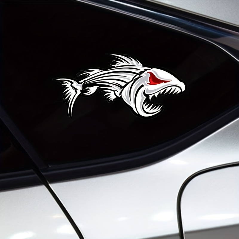 Skeleton Fish Sticker Funny Laptop Car Window Bumper 4x4 JDM Decal Fishing  Boat