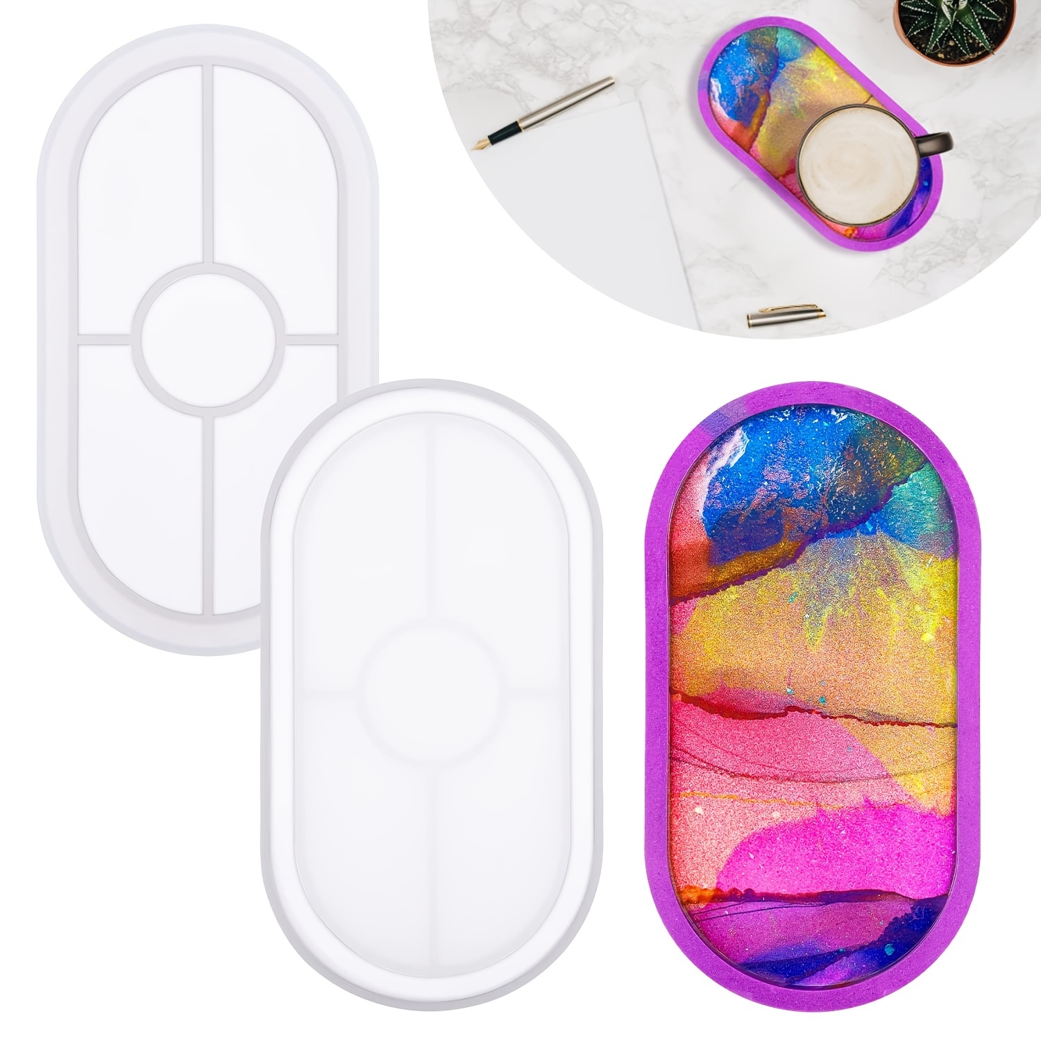 Diy Tray Silicone Resin Mold Oval Jewelry Making Molds Oval - Temu