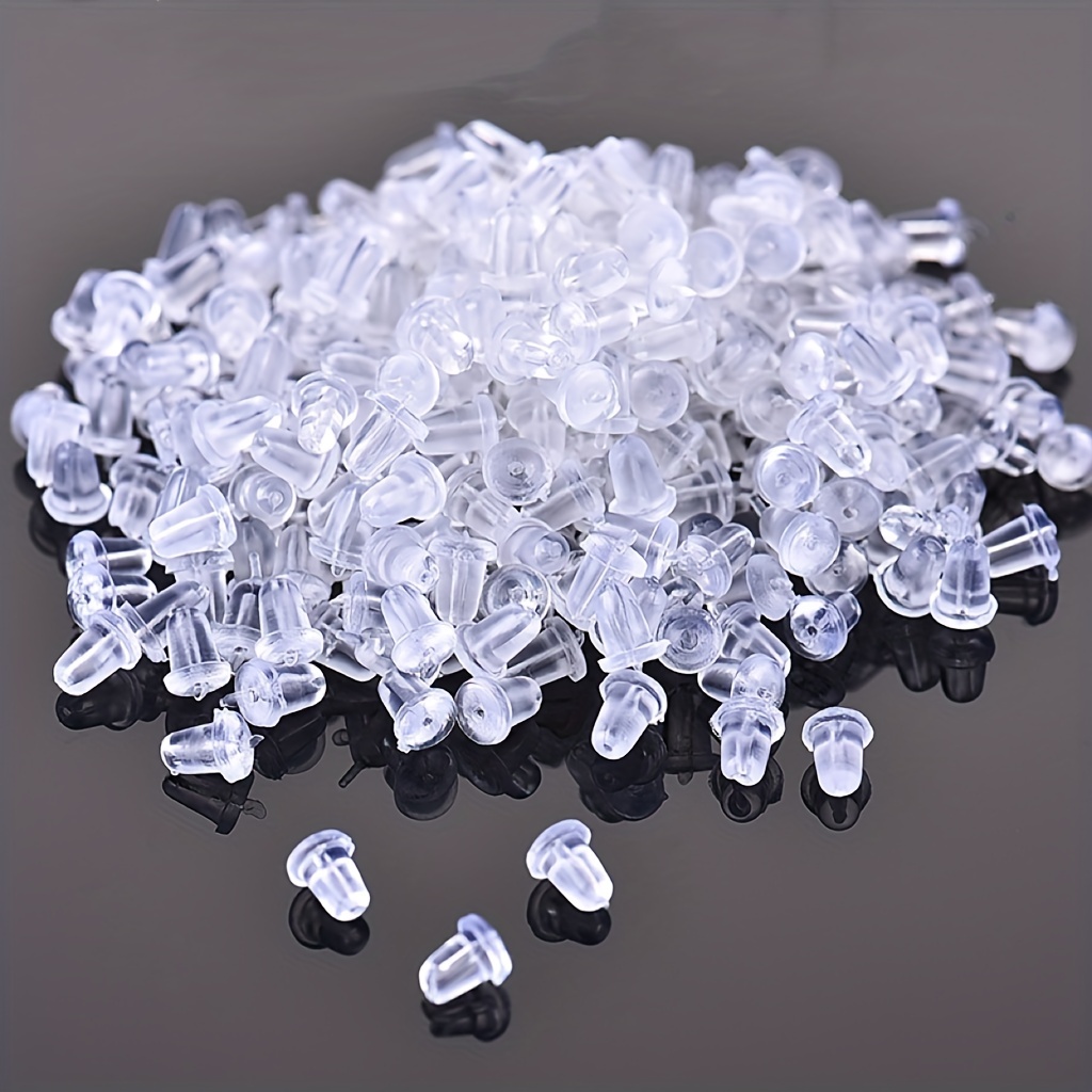 100pcs Earring Rack Silicone Earring Pin Backs Ear Stud Soft Transparent  Plastic Silicone Bullet Clutch Earrings Backing For Earrings Safety  Accessori