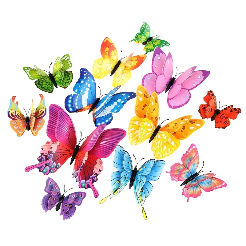 48Pcs PVC 3D Butterfly Wall Decor cute Butterflies Wall Stickers Art Decals  Home Decoration 