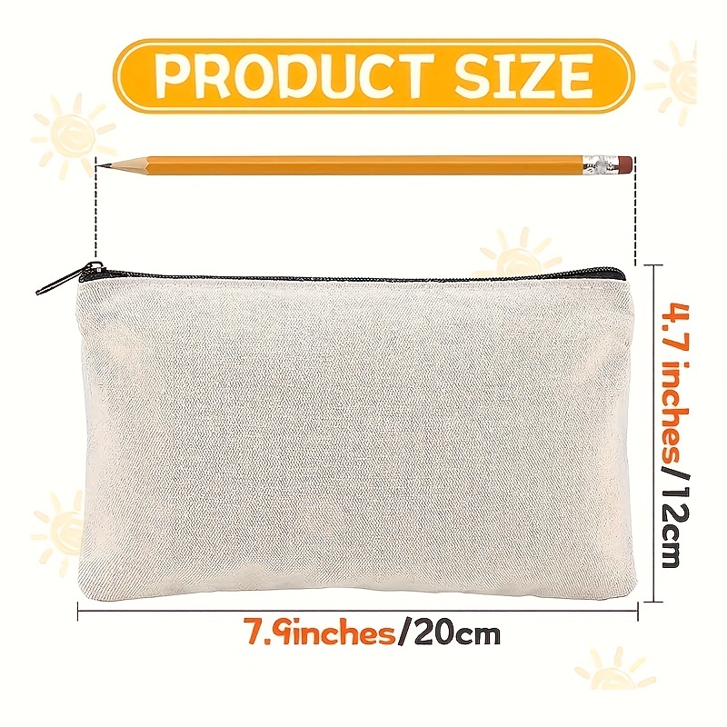 5pcs Blank Canvas Zipper Pouch Bulk, Makeup Bag Pencil Case For Cosmetic &  DIY Crafts