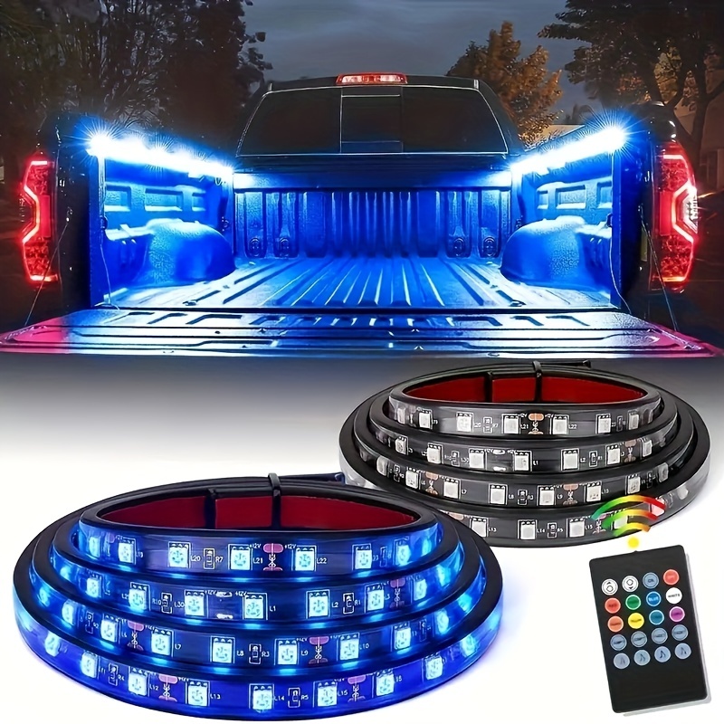 (4er Set) 48 LEDs Auto Licht Streifen RGB Fussraumbeleuchtung für KFZ  Innenraum mit Sound Control + Fernbedienung - USB A